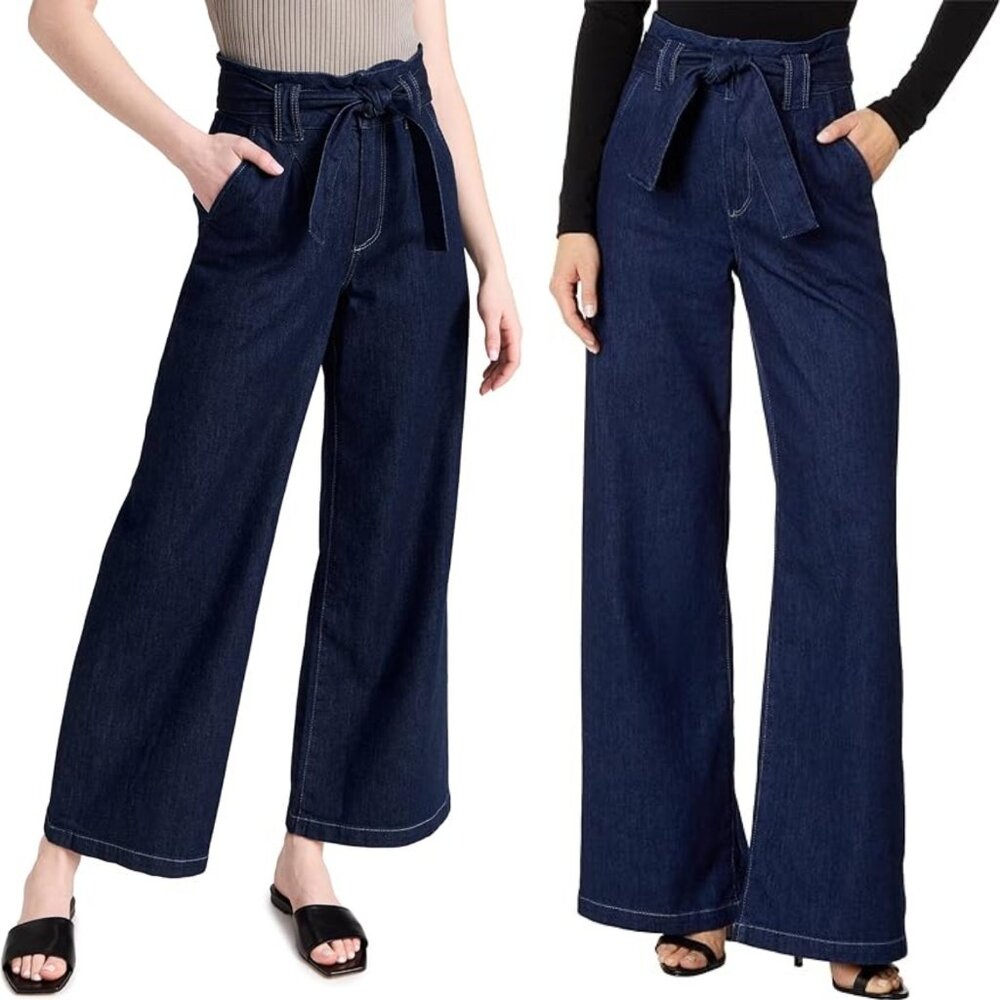 PAIGE Harper Jeans with Flutter Waistband & Belt NWT